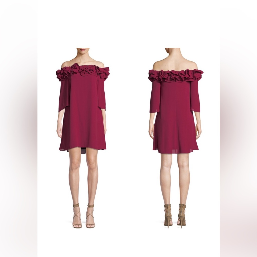 Halston heritage flowy ruffle mini dress